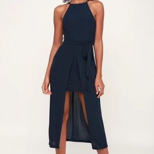 Navy midi dress